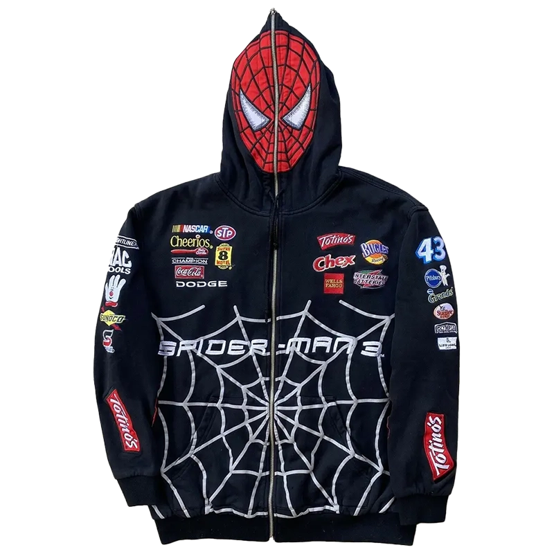JH Design Jeff Hamilton Spider-Man 3 NASCAR Racing Zip-Up Hoodie