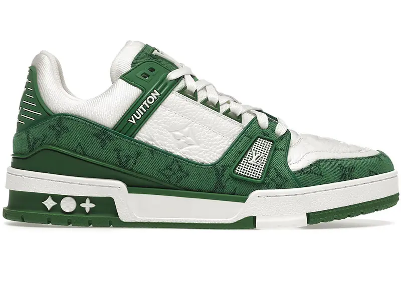 Louis Vuitton LV Trainer Green Monogram Denim White